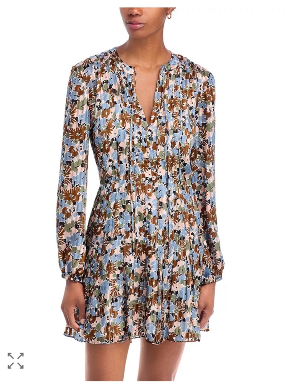 Veronica Beard Lake Mist Multi Floral Tie-Neck Tiered Mini Dress - Picture 7 of 7